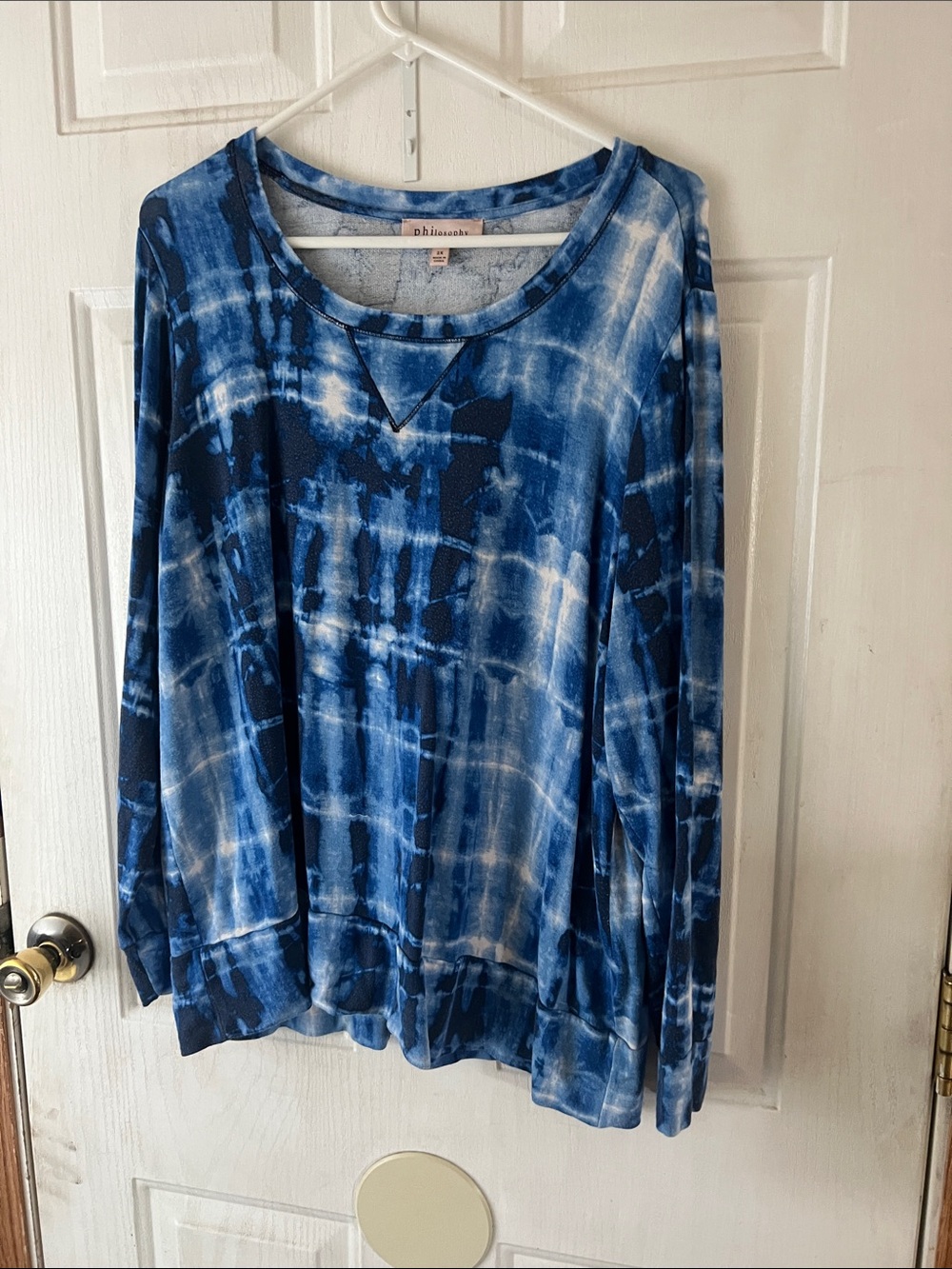 Philosophy Blue White Tie-Dye Pullover Sweatshirt